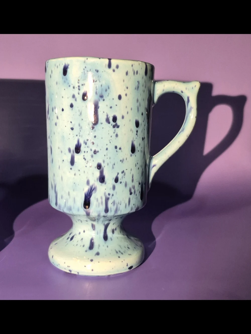 Speckled Ceramic Mugs in Aqua with Coral Interior